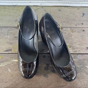 CHANEL Black Patent Leather Heels